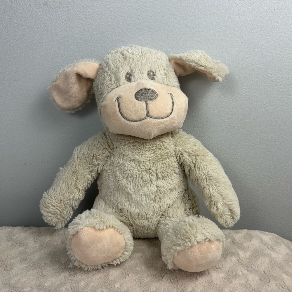 Silver One Tan Puppy Dog Plush Stuffed Animal Toy Beige Light Brown Lovey